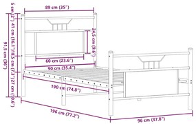 Estrutura cama s/ colchão derivados madeira carvalho castanho