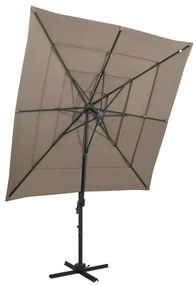 vidaXL Guarda-sol de jardim com poste de alumínio cinza-acastanhado