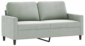 2 pcs conjunto de sofás com almofadões veludo cinzento-claro