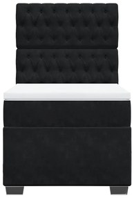 Cama com molas/colchão 100x200 cm veludo preto