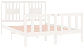 Estrutura de cama 140x190 cm madeira maciça branco