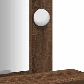 Mesa de Maquiagem vidaXL com Luzes LED Castanho Carvalho 50x41x140 cm