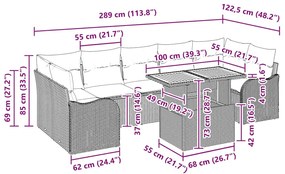 Conjunto de Sofá de Jardim de 8 peças da com almofadas em bege, feito