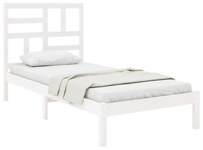 Estrutura de cama solteiro 90x190 cm madeira maciça branco