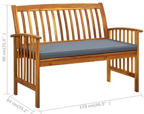 Banco de jardim c/ almofadão 119 cm madeira de acácia maciça