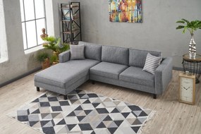Sofá de Canto Kale – Cinzento – 258x83x181 cm