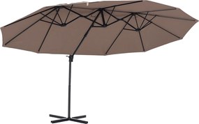 Outsunny Chapéu de Sol Duplo Inclinável para Jardim Chapéu de Sol a Manivela com 12 Hastes de Aço para Jardim 270x440x250 cm Marrom | Aosom Portugal