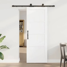 Porta Deslizante vidaXL com Conjunto de Ferragens 'ORKDAL'Madeira Sólida Branca de Pinheiro