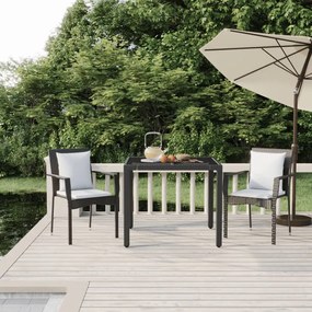 vidaXL 3 pcs conjunto de jantar p/ jardim c/ almofadões vime PE preto
