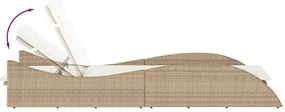 Espreguiçadeira com almofadão 60x205x73 cm vime PE bege