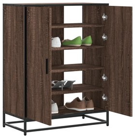 vidaXL Sapateira 75x38x97,5 cm deriv. madeira/metal carvalho castanho