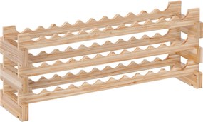 HOMCOM Suporte para 36 Garrafas Prateleira de Vinho com 3 Níveis Modulável 114×28×42,5 cm Madeira Natural | Aosom Portugal