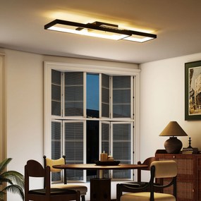 Candeeiro de teto LED 70 x 30 cm retangular de 43 W, luminária de teto 3000-6000 K, 4600 LM, comando à distância, preto