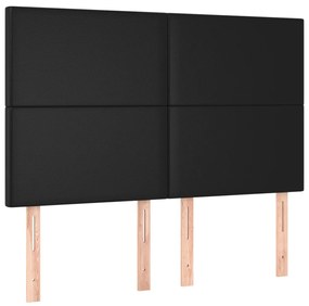 Cabeceira cama c/ LED couro artificial 144x5x118/128 cm preto