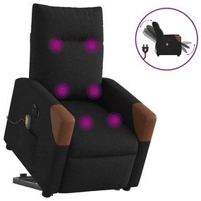 Poltrona elétrica elevatória massagens tecido preto