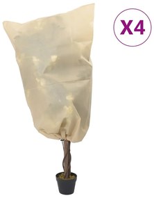 vidaXL Coberturas para plantas com cordão 4 pcs 70 g/m² 0,8x0,8 m