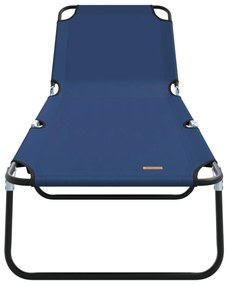 Espreguiçadeira Dobrável Portátil Azul 600D Tecido Oxford