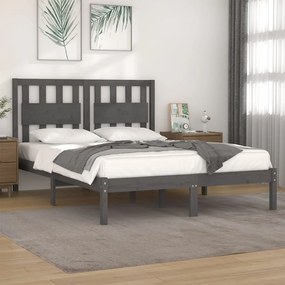 vidaXL Estrutura de cama king 150x200 cm pinho maciço cinzento