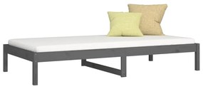 Sofá-cama de solteiro 90x190 cm madeira de pinho maciça cinza