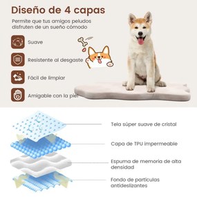 Cama para cães grandes com suporte viscoelástico tapete impermeável com capa removível 110 x 66 x 5 cm Bege