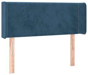 Cabeceira de cama c/ luzes LED veludo 83x16x78/88cm azul-escuro