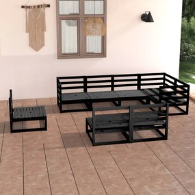 8 pcs conjunto lounge de jardim pinho maciço preto