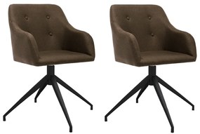 vidaXL Cadeiras de jantar giratórias 2 pcs tecido castanho-escuro