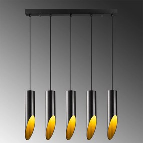 Candeeiro de Teto Kesik – Preto e Dourado – 75 x 8 cm
