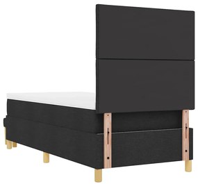 Cama Box com Colchão &amp; Banco Preto 100x200 cm Tecido