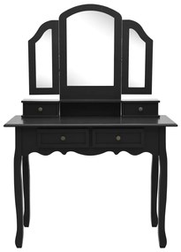 Conjunto toucador c/ banco 100x40x146cm madeira paulownia preto