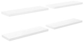 Prateleiras de parede suspensas 4 pcs 80x23,5x3,8cm MDF branco