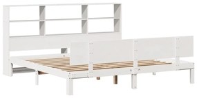 Cama com estante sem colchão 180x200 cm pinho maciço branco