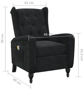 Poltrona de massagens reclinável veludo preto