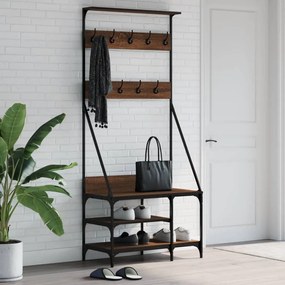 vidaXL Bengaleiro c/ arrumação calçado 80x40x184 cm carvalho castanho
