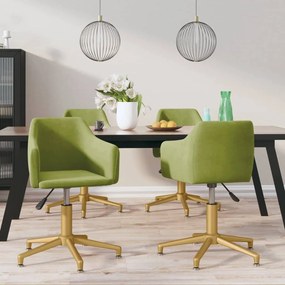 vidaXL Cadeiras de jantar giratórias 4 pcs veludo verde-claro
