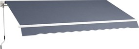 Outsunny Toldo de Exterior com Braços Enroláveis e Abertura por Manivela, 360x250 cm, Cinza | Aosom Portugal