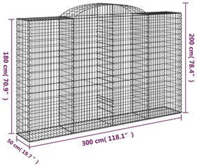 Cestos gabião arqueados 6pcs 300x50x180/200cm ferro galvanizado