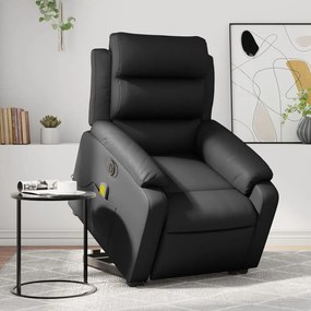 vidaXL Poltrona reclinável elevatória elétrica couro artificial preto