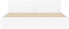 Estrutura cama c/ cabeceira e luzes LED 180x200 cm branco