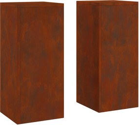 vidaXL Suporte para Plantas 2 pcs Ferro Enferrujado 24 x 24 x 55 cm