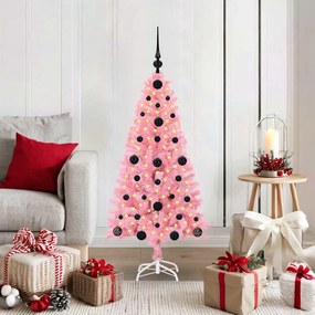 vidaXL Árvore de Natal com 150 LEDs com suporte Rosa 120 cm PVC