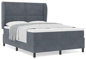 Cama com Estrado e Colchão Cinza Escuro 140x190 cm em Veludo