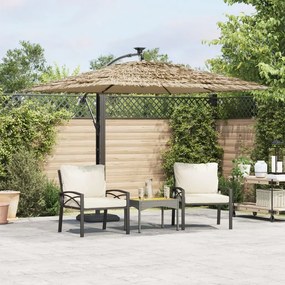 vidaXL Guarda-sol de jardim com poste de aço 290x290x238 cm castanho