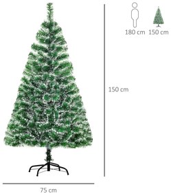 Árvore de Natal Artificial 150cm com 416 Ramos e Suporte de Metal Árvore de Natal para Decoração de Interior Sala de Estar Festas Ø75x150 cm Verde