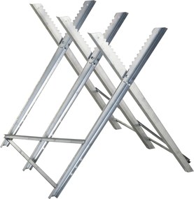 Cavalete para Serrar Dobrável com Altura Ajustável Estrutura Triangular de Metal Suporte para Lenha 83x83x79 cm Prata
