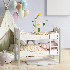 Cama de madeira de brincar 2 em 1 para bonecas (NÃO INCLUIDA) 55 x 30 x 46 cm Verde