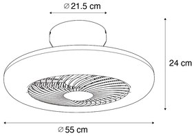 Ventilador de teto prateado 55,5 cm incl. LED regulável com controlo remoto - Clima Design