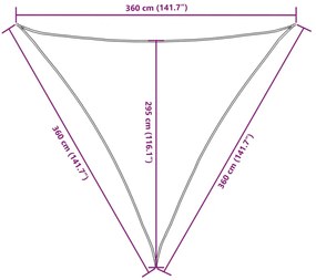 Guarda-sol tecido Oxford triangular 3,6x3,6x3,6 m bege