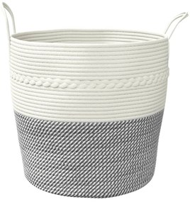 Cesto de arrumação Ø43x38 cm algodão cinzento e branco