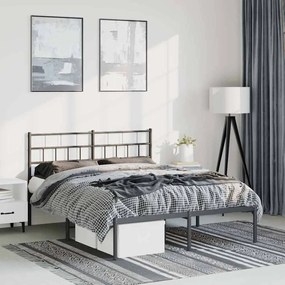 vidaXL Estrutura de cama com cabeceira 135x190 cm metal preto